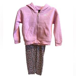 REEBOK Girls pink active sweatshirt and leopard leggings set size 3T NEW